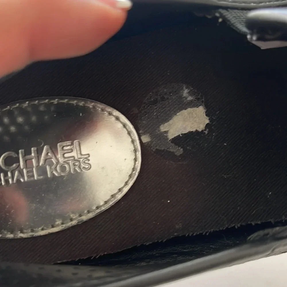 Michael Kors Black perforated slip on flats leather shoes size 6M